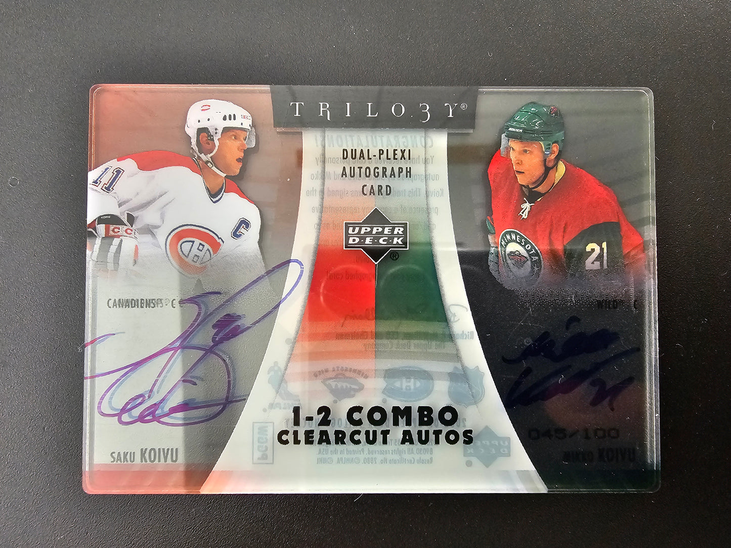 2006-07 Upper Deck Trilogy 1-2 Combo Clearcut - Saku Koivu - Mikko Koivu #C2-KK /100