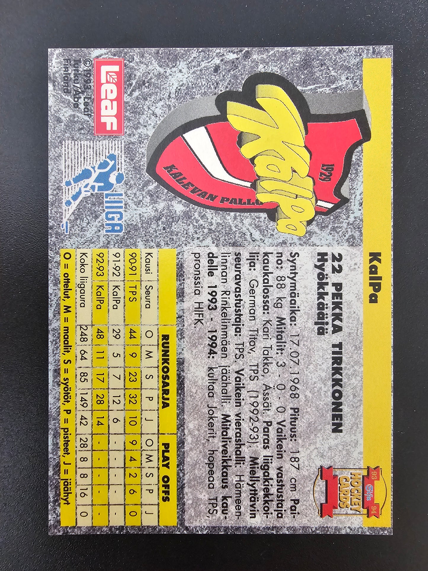 1993-94 Sisu Signature - Pekka Tirkkonen /550
