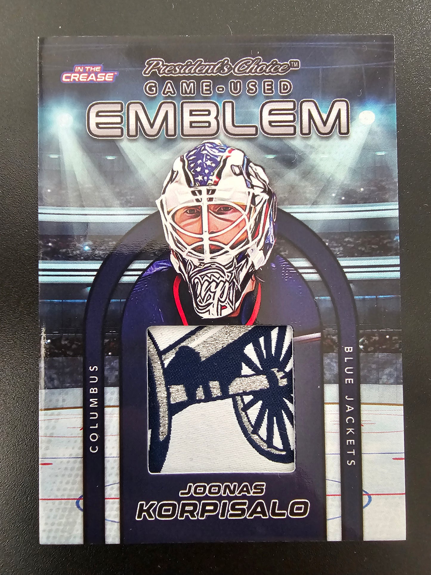 2022-23 President's Choice In the Crease - Game-Used Emblem - Joonas Korpisalo #GUE-20 /10