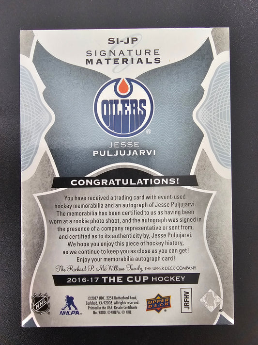 2016-17 Upper Deck The Cup - Signature Materials Jesse Puljujarvi RY #SI-JP /99