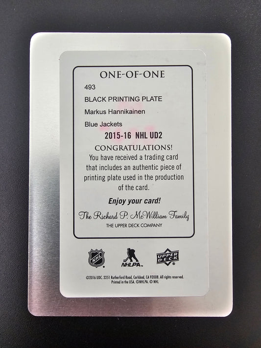 2015-16 Upper Deck - Young Guns black printing plate - Markus Hannikainen #493 1of1