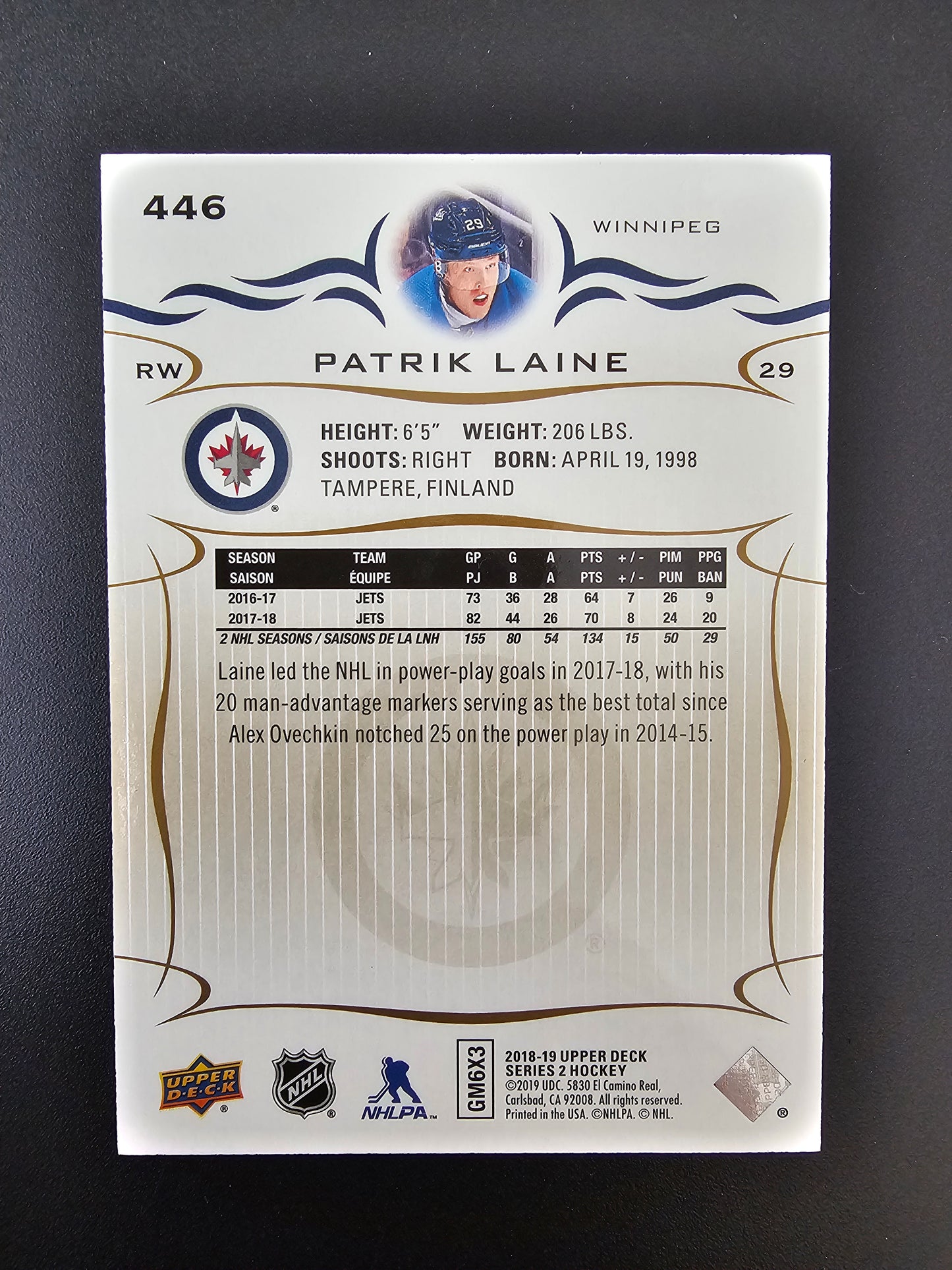 2018-19 Upper Deck - High Gloss - Patrik Laine #446 /10