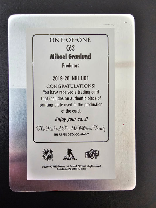 2019-20 Upper Deck UD Canvas Printing Plate - Mikael Granlund #C63 1of1