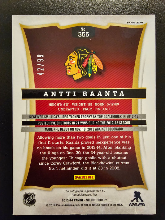 2013-14 Panini Rookie Anthology - Select Update - Silver Prizm - Antti Raanta #355 /99