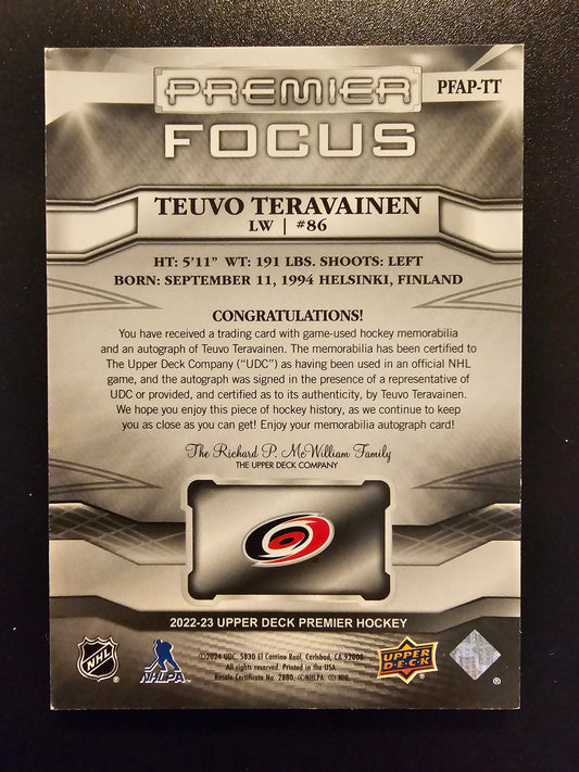 2022-23 Upper Deck Premier - Premier Focus Auto Patch - Teuvo Teravainen #PFAP-TT /49