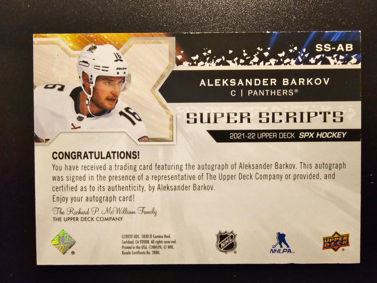 2021-22 SPx - Superscripts - Aleksander Barkov #SS-AB