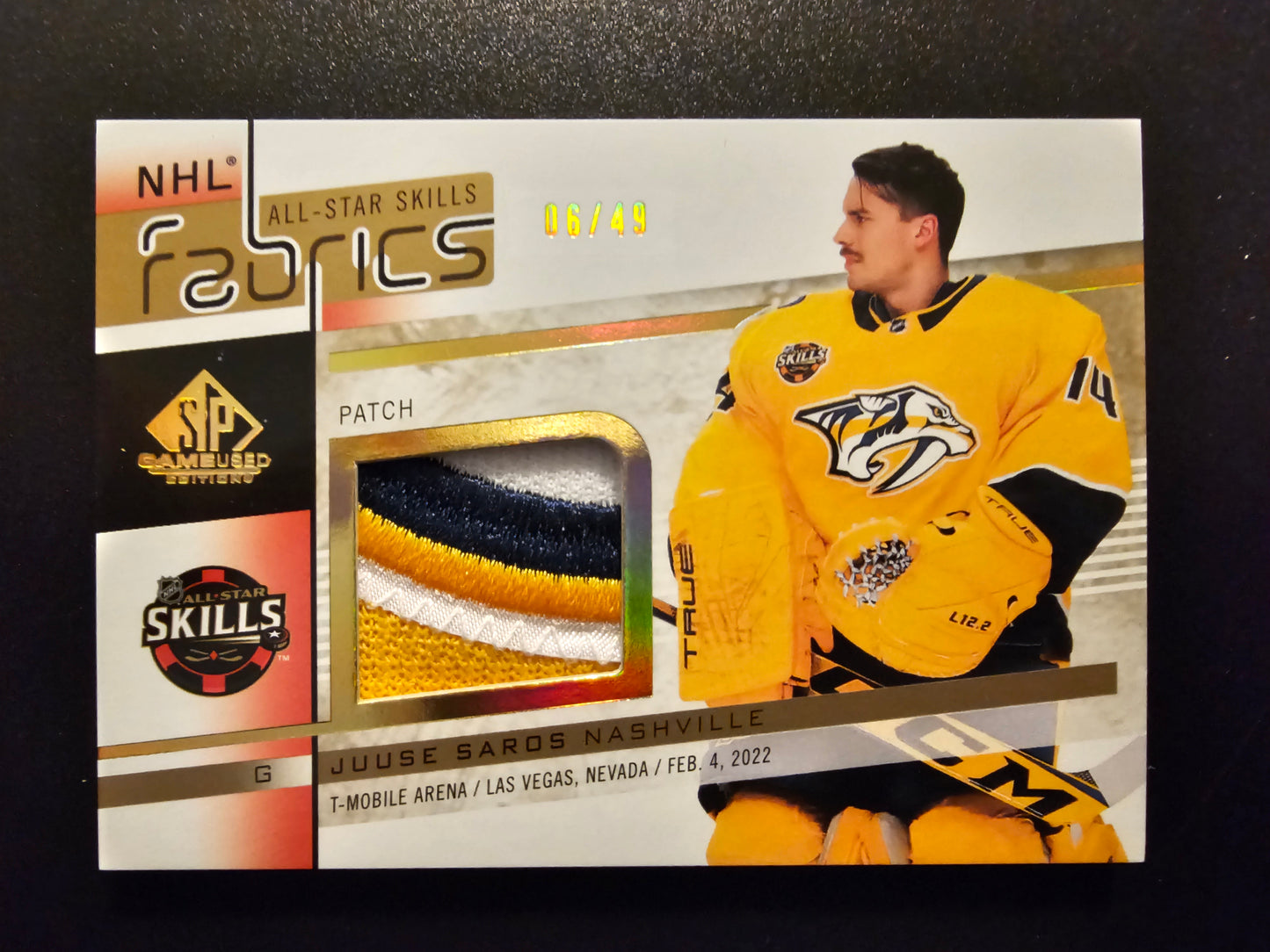 2022-23 Upper Deck SP Game Used - 2022 NHL All-Star Game Jersey Patch - Juuse Saros #AS-32 /49