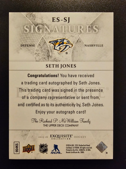 2015-16 Upper Deck Ice - Exquisite Signatures - Seth Jones #ES-SJ /125