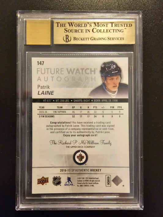 2016-17 Upper Deck SP Authentic Future Watch - Patrik Laine #147 /999 BGS 9.5 Auto 10 RC