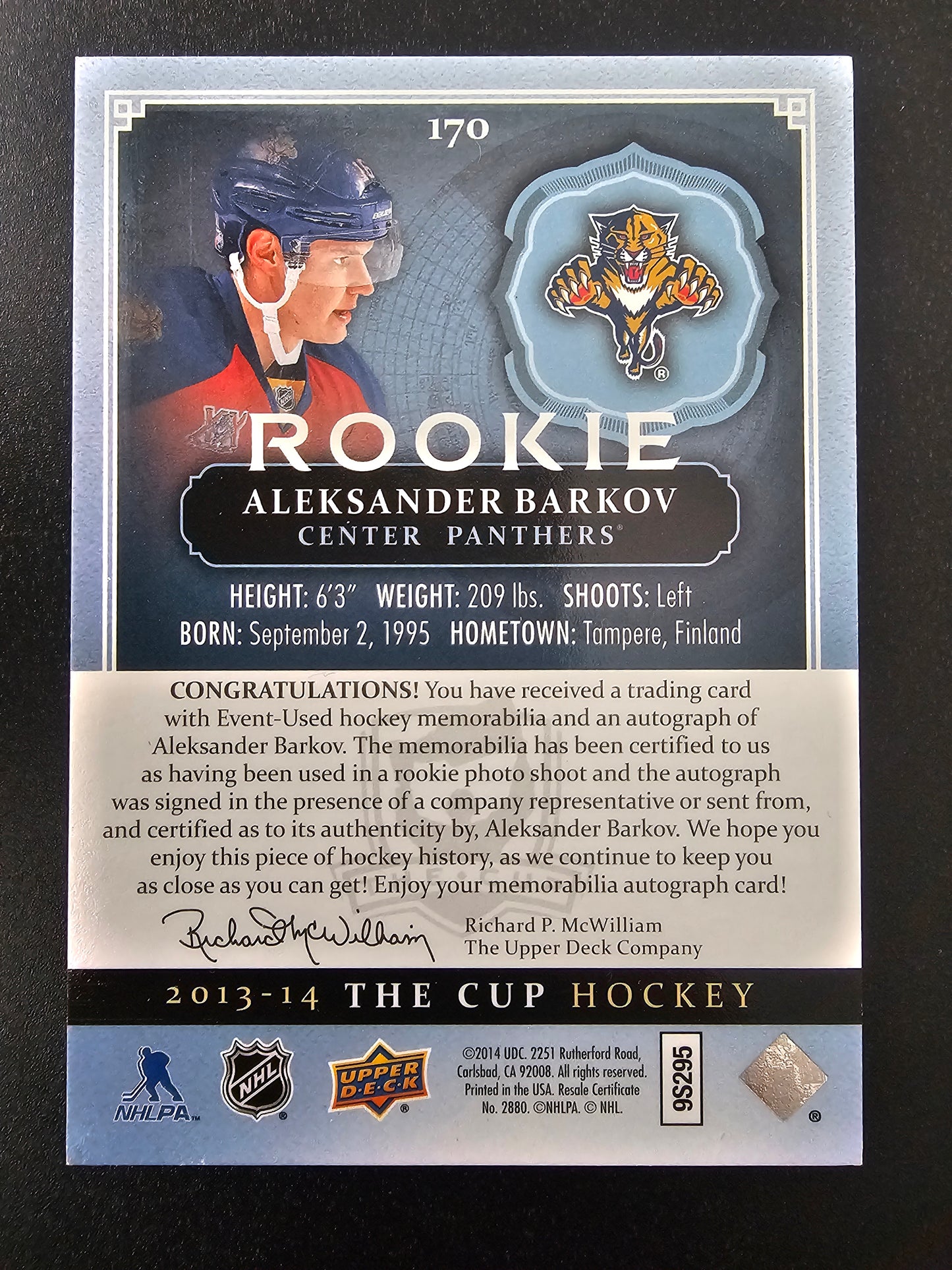 2013-14 Upper Deck The Cup RPA - Aleksander Barkov #170 /249 RC