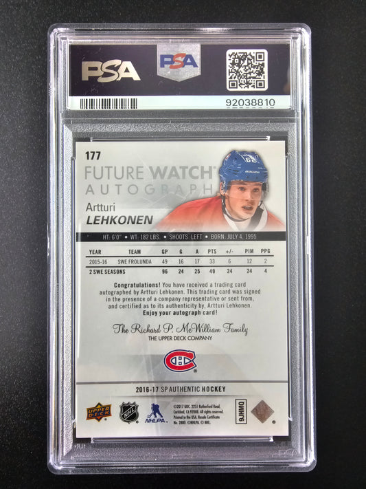 2016-17 Upper Deck SP Authentic Future Watch - Artturi Lehkonen #177 /999 PSA 10 RC