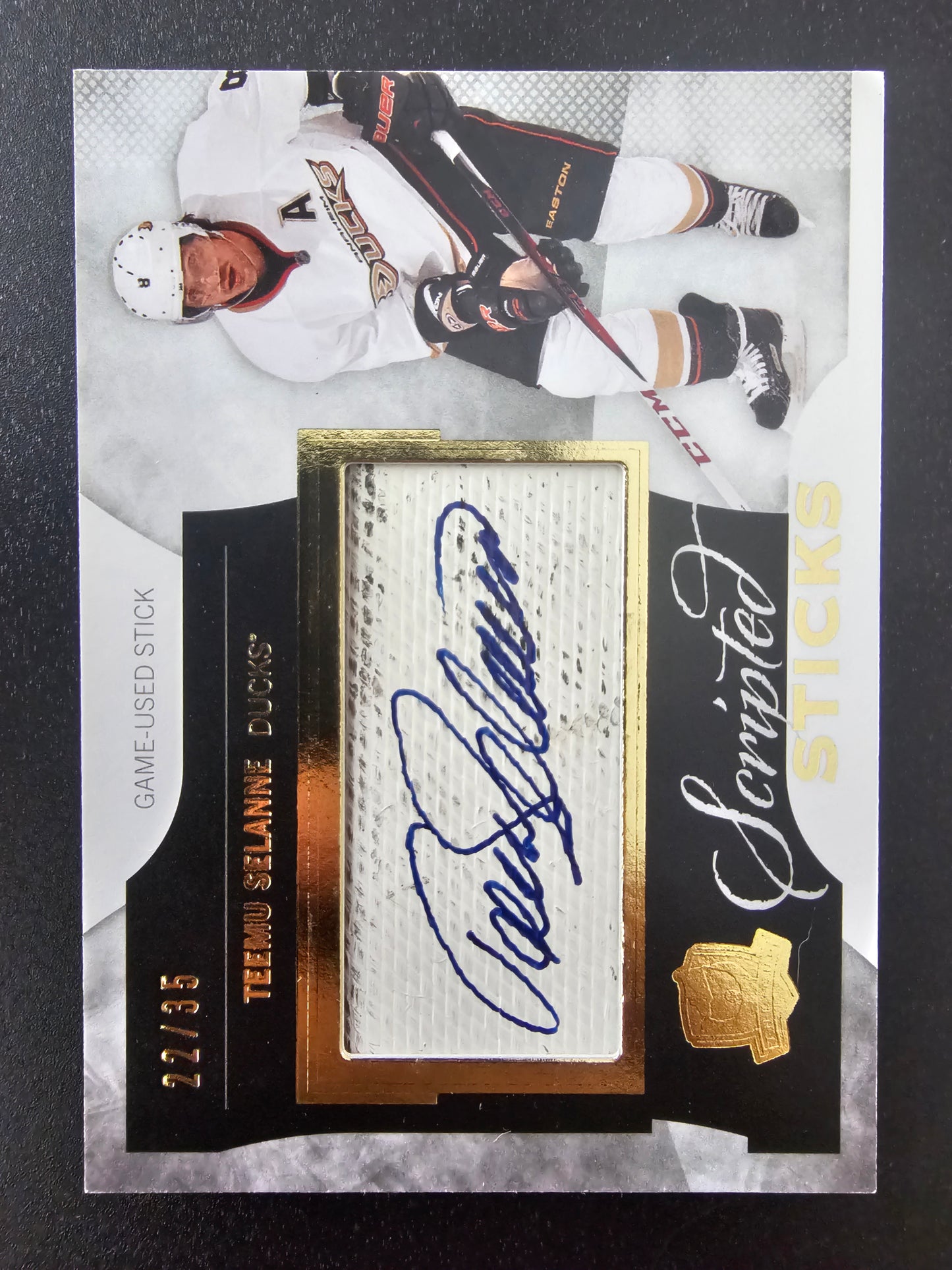2012-13 Upper Deck The Cup - Scripted Sticks - Teemu Selanne #SS-TS /35