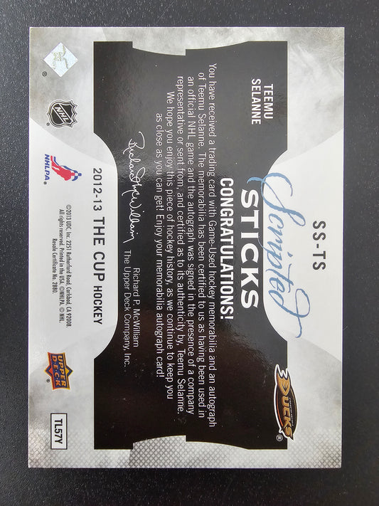 2012-13 Upper Deck The Cup - Scripted Sticks - Teemu Selanne #SS-TS /35
