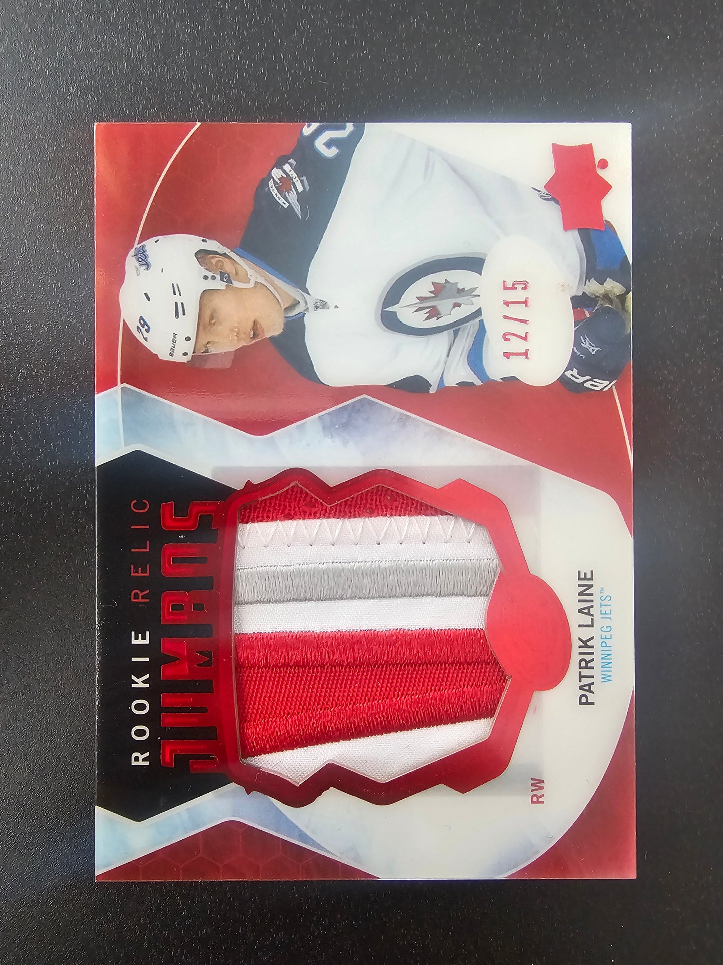 2016-17 Upper Deck Ice - Rookie Relic Jumbos Red - Patrik Laine #RRJ-PL /15 RY