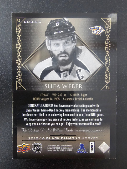 2015-16 Upper Deck Black Diamond - Pure Black Prime Relics - Shea Weber #BDB-SW /35