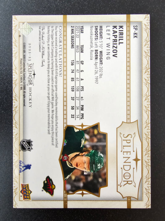 2022-23 Upper Deck The Cup - Splendor Patch - Kirill Kaprizov #SP-KK /36