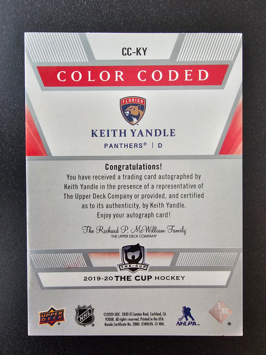 2019-20 Upper Deck The Cup - Color Coded Autographs - Keith Yandle #CC-KY /22