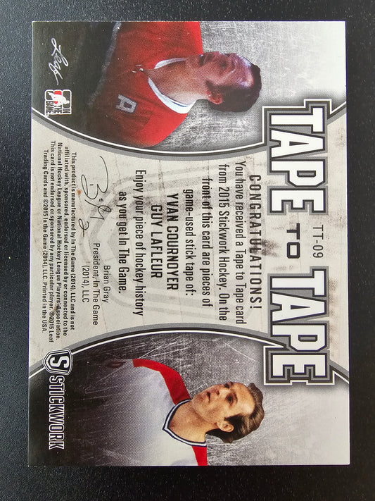 2015 Leaf In the Game Stickwork - Tape To Tape Silver - Yvan Cournoyer / Guy Lafleur #TT-06 /18