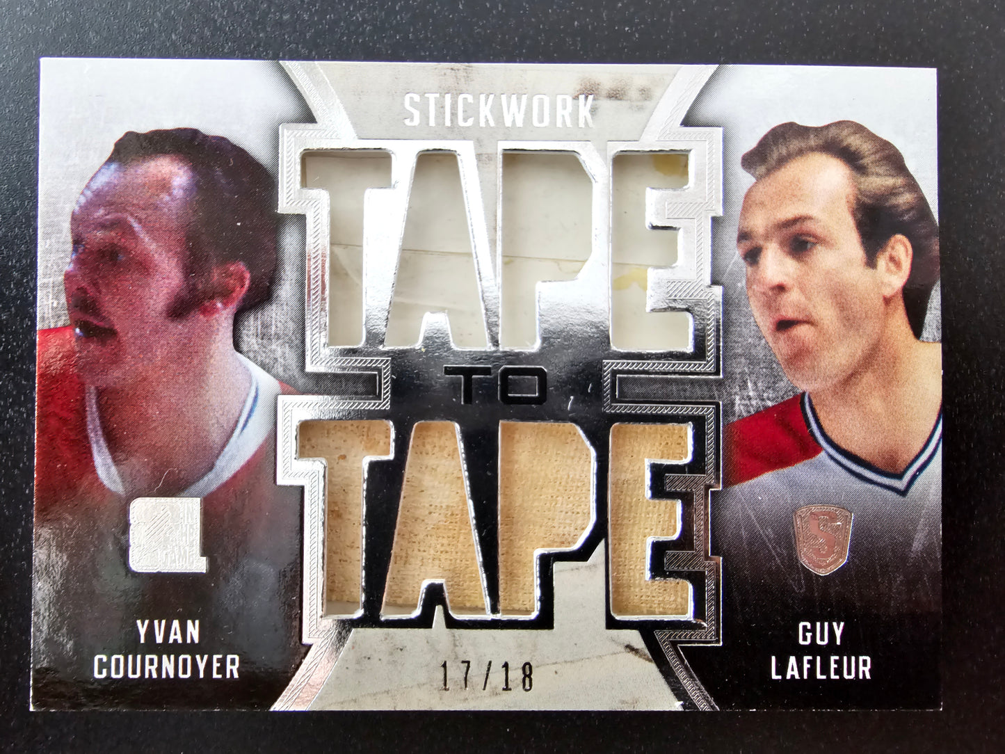 2015 Leaf In the Game Stickwork - Tape To Tape Silver - Yvan Cournoyer / Guy Lafleur #TT-06 /18