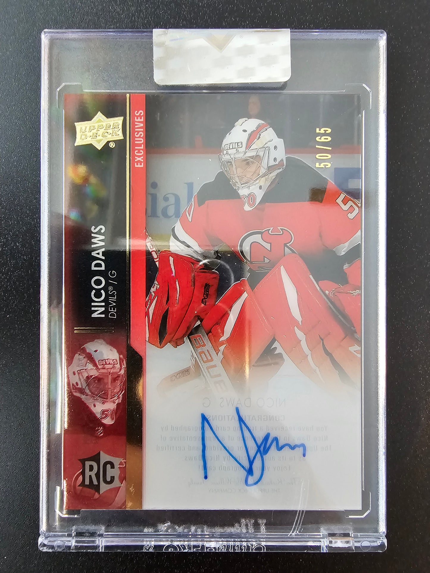 2021-22 Upper Deck Clear Cut - Rookies Exclusives - Nico Daws #CC-ND /65 RY #JSY number
