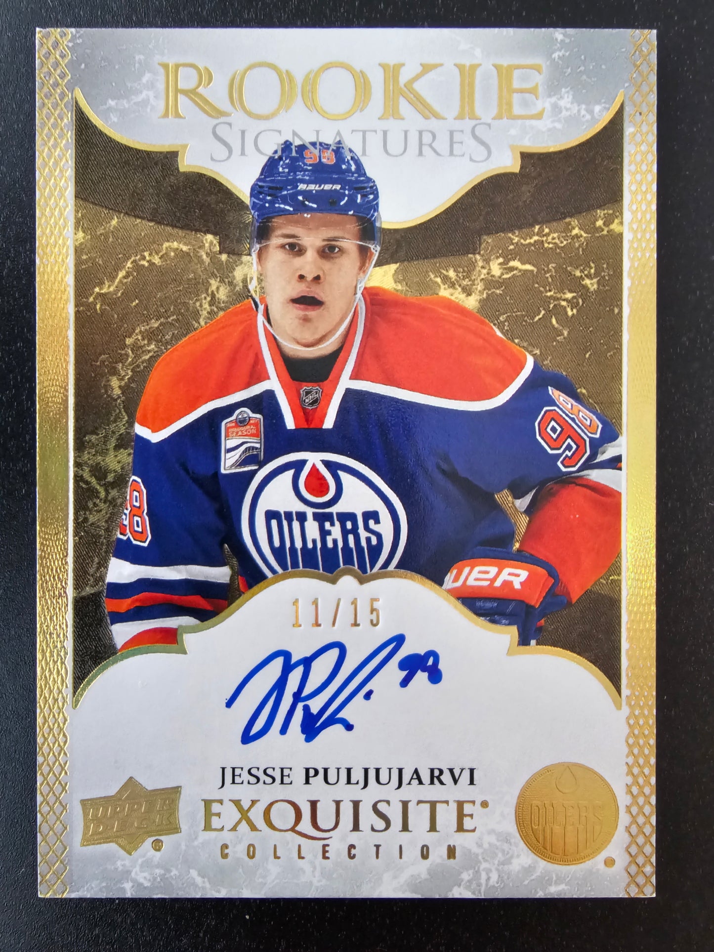 2016-17 Upper Deck Ice - Exquisite Rookie Signatures - Gold Spectrum - Jesse Puljujarvi #ERS-JP /15 RY