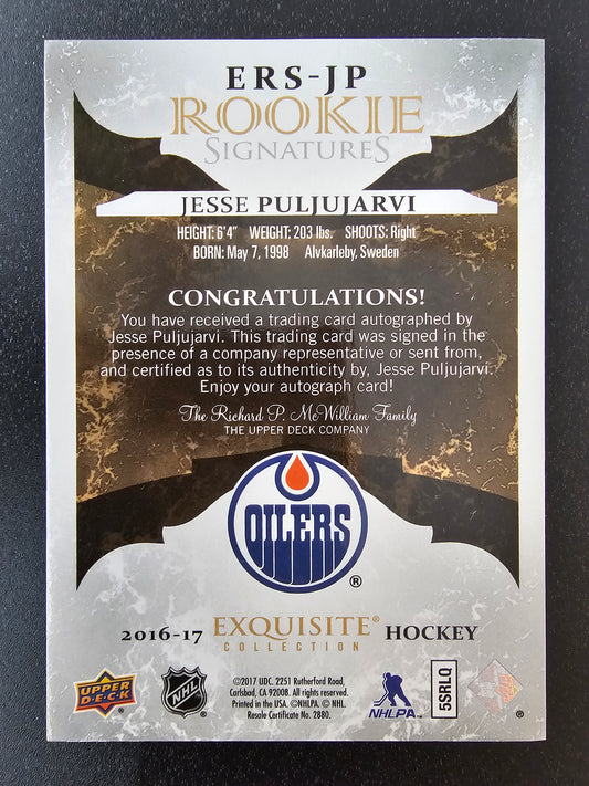 2016-17 Upper Deck Ice - Exquisite Rookie Signatures - Gold Spectrum - Jesse Puljujarvi #ERS-JP /15 RY