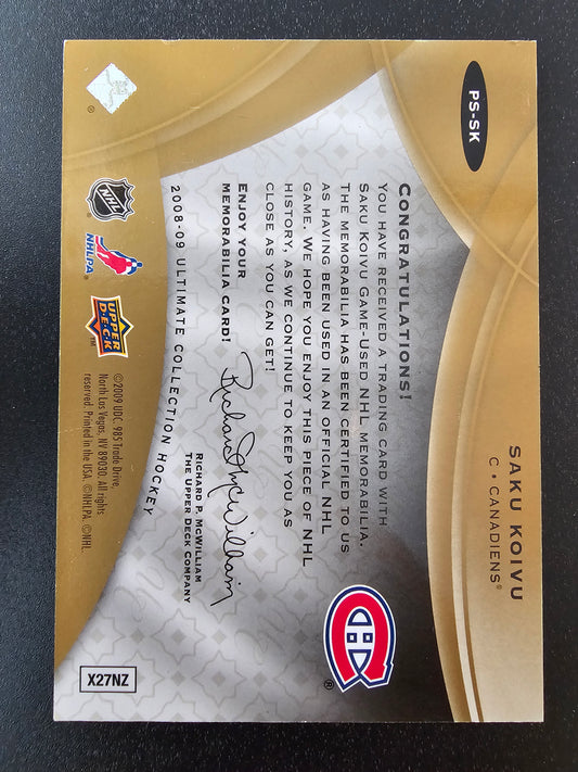 2008-09 Ultimate Collection - Premium Patches - Saku Koivu #PS-SZ /25