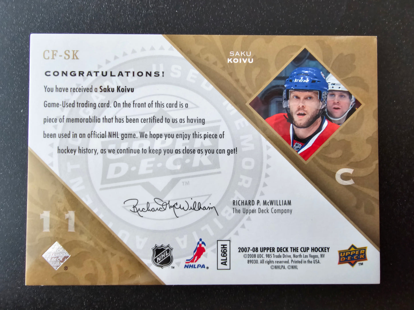 2007-08 Upper Deck The Cup - Cup Foundations Jerseys - Patches - Saku Koivu #CF-SK /10