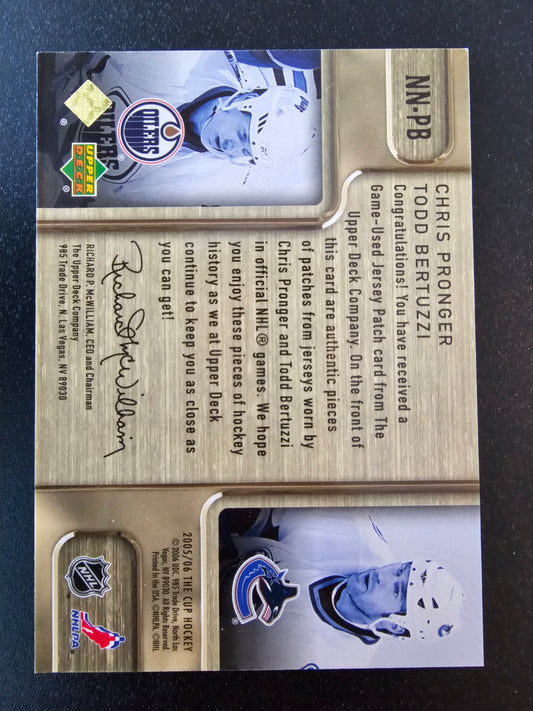 2005-06 Upper Deck The Cup - Noble Numbers - Chris Pronger / Todd Bertuzzi #NN-PB /44