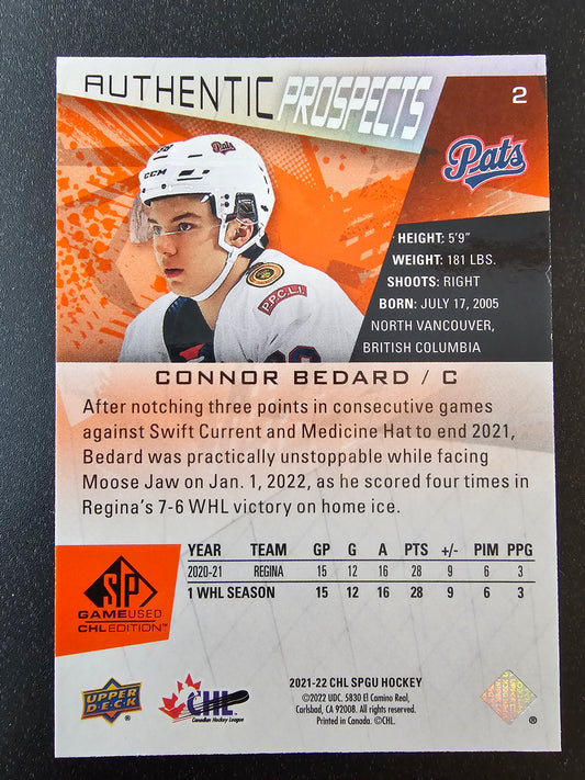 2021-22 Upper Deck SP Game Used CHL Edition - Orange Foilboard - Connor Bedard #2 /499 PRC