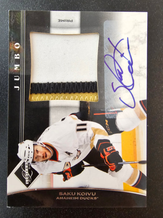 2011-12 Panini Limited - Jumbo Materials - Patch Signatures - Saku Koivu #9 /10
