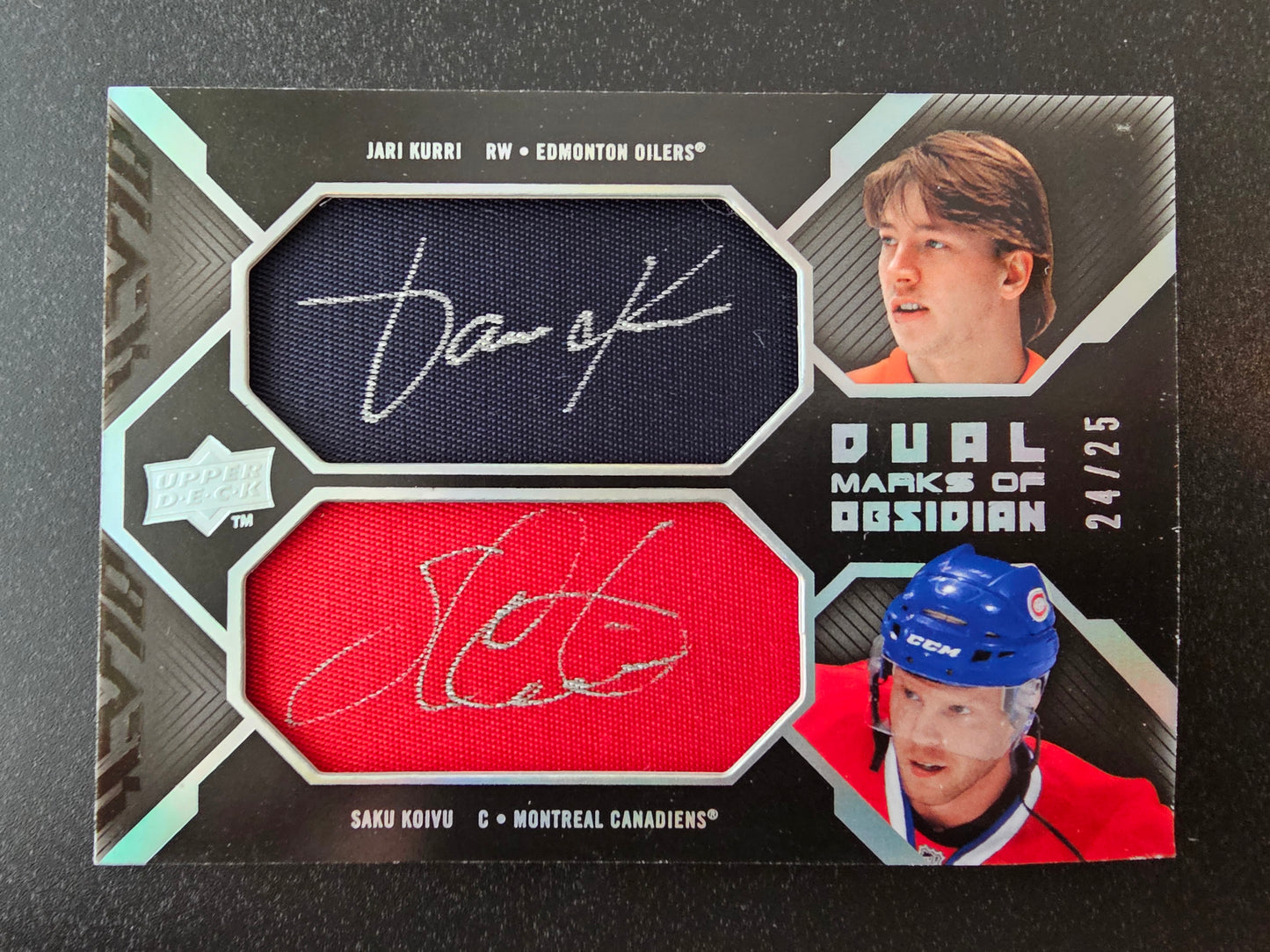 2008-09 Upper Deck UD Black - Dual Marks of Obsidian Jari Kurri / Saku Koivu #MO2-KK /25