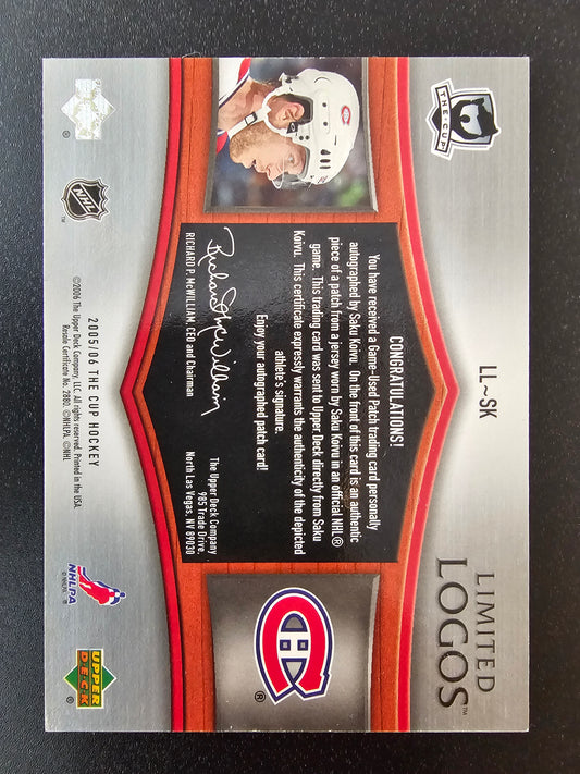 2005-06 Upper Deck The Cup Limited Logos Autographs Saku Koivu #LL-SK /50