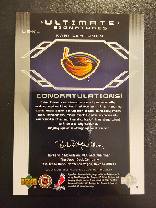 2004-05 Upper Deck Ultimate Collection - Ultimate Signatures - Kari Lehtonen #US-KL