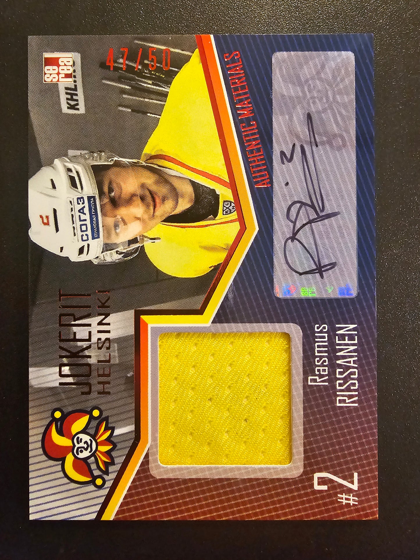 2016-17 Sereal Jokerit Authentic Jersey & Autograph - Rasmus Rissanen #JOK-JER-A04 /50