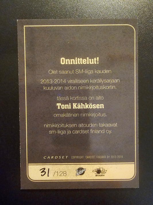 2013-14 Cardset Signature - Toni Kähkönen /128