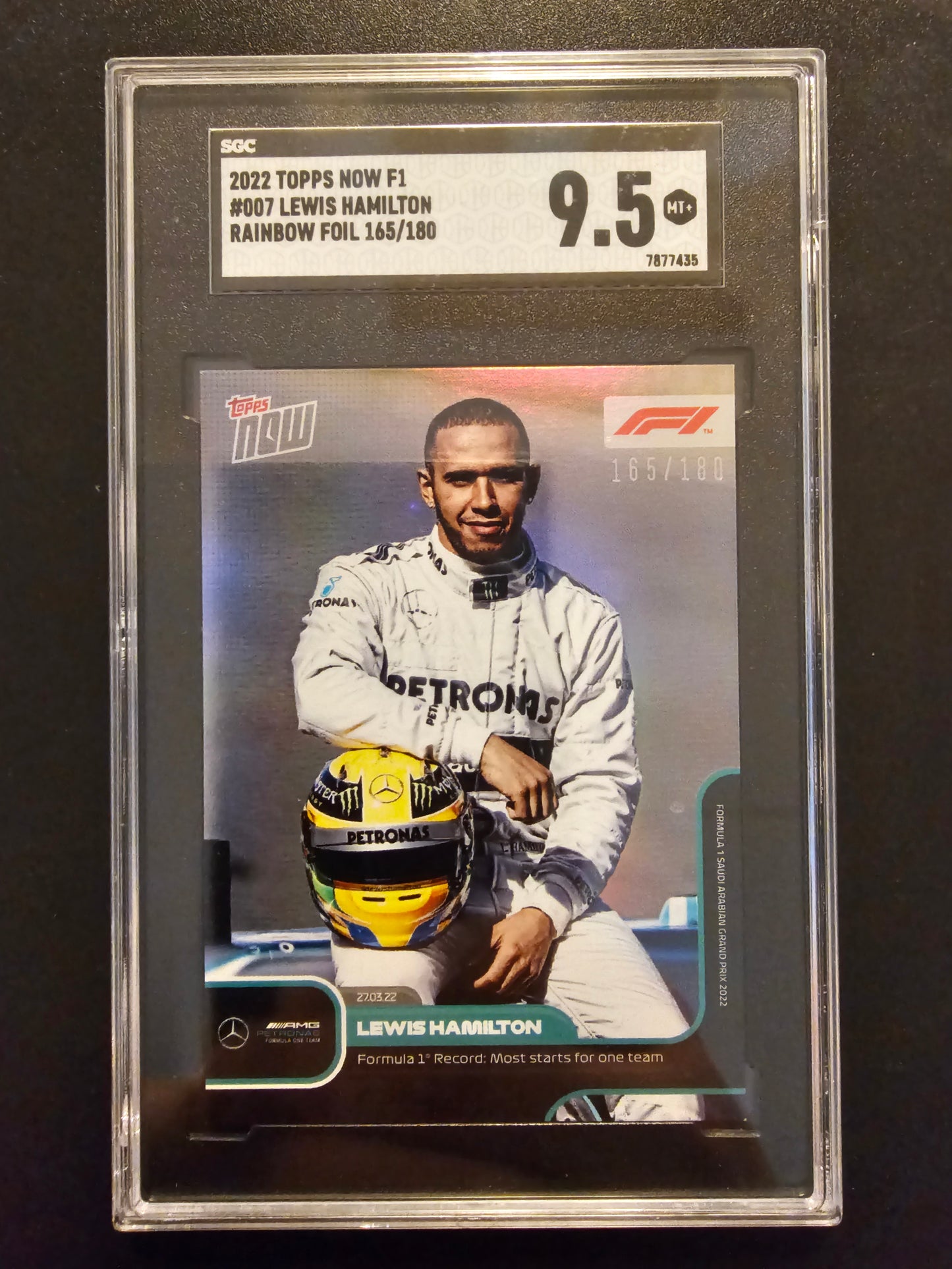 2022 Topps Now F1 - Rainbow Foil - Lewis Hamilton SGC 9.5 /180