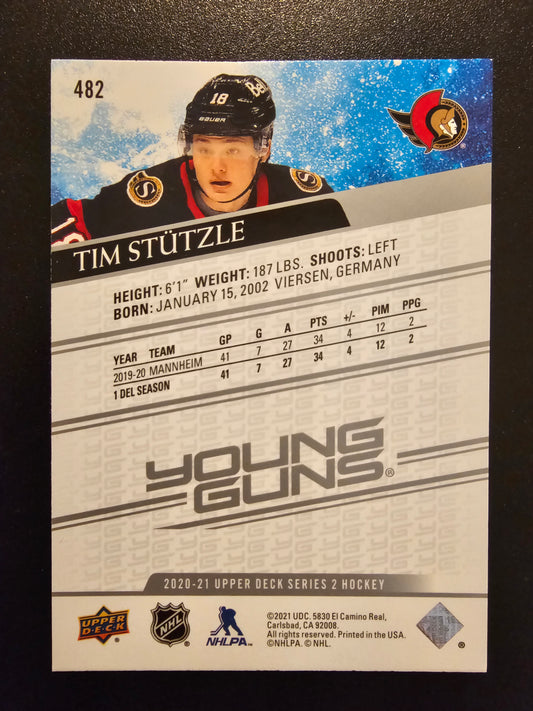 2020-21 Upper Deck - Young Guns - Tim Stützle #482 RC