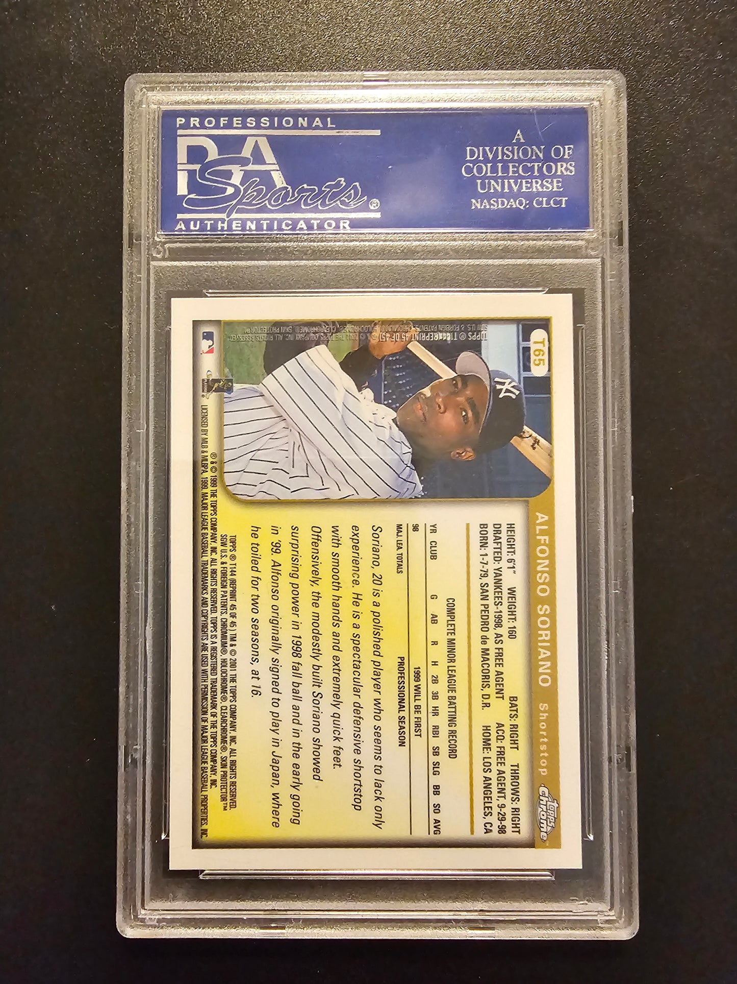 2001 Topps Traded & Rookies - 50 Years Topps Reprint - Alfonso Soriano #T144 PSA10