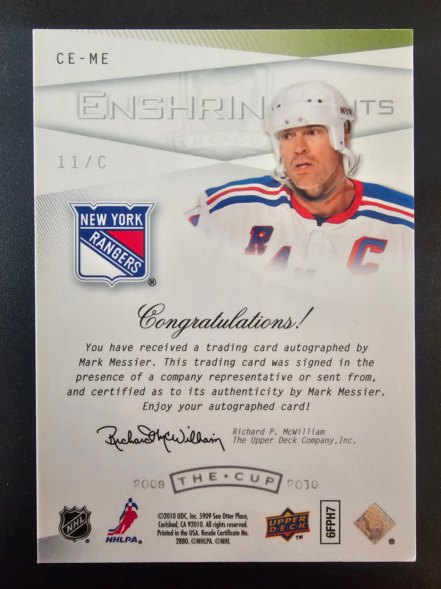 2009-10 Upper Deck The Cup - Cup Enshrinements - Mark Messier #CE-ME /50