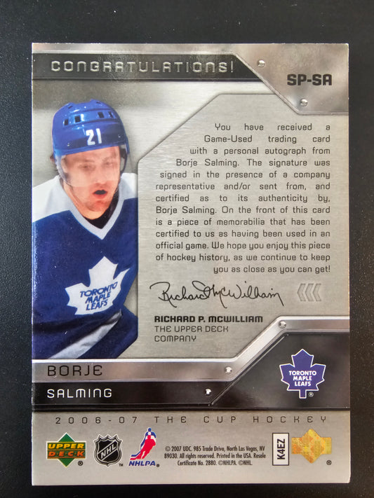 2006-07 Upper Deck The Cup - Signature Patches - Borje Salming #SP-SA /75