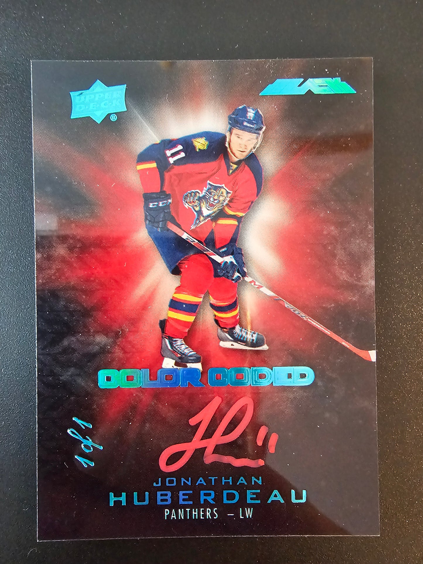 2016-17 UD Black - Color Coded Signatures Black - Jonathan Huberdeau #CO-JH 1of1