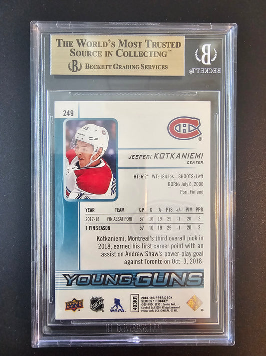 2018-19 Upper Deck - Young Guns - Jesperi Kotkaniemi #249 BGS 9.5 True Gem RC
