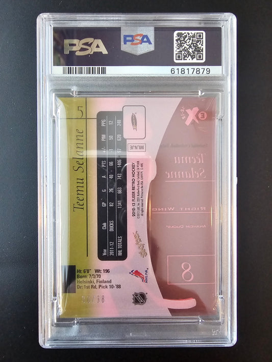 2012-13 Fleer Retro - 1997-98 EX 2001 Design - Essential Credentials Future - Teemu Selanne #5 /38 PSA8