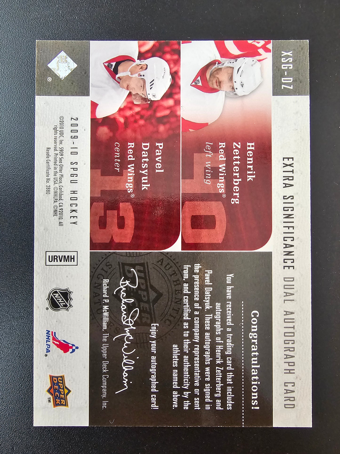 2009-10 Upper Deck SP Game Used Edition - Extra Significance Dual Autographs - Henrik Zetterberg / Pavel Datsyuk #XSG-DZ /25