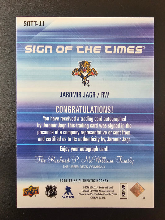 2015-16 Upper Deck SP Authentic - Sign of The Times - Jaromir Jagr #SOTT-JJ