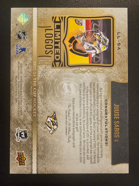 2022-23 Upper Deck The Cup - Limited Logos - Juuse Saros #LL-SA /50
