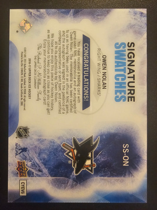 2016-17 Upper Deck Ice - Signature Swatches - Owen Nolan #SS-ON