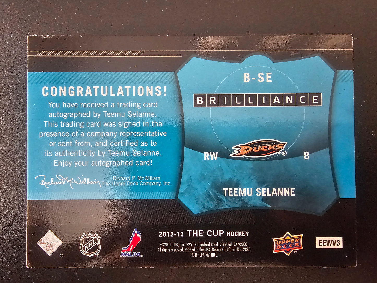 2012-13 Upper Deck The Cup - Brilliance - Teemu Selanne #B-SE