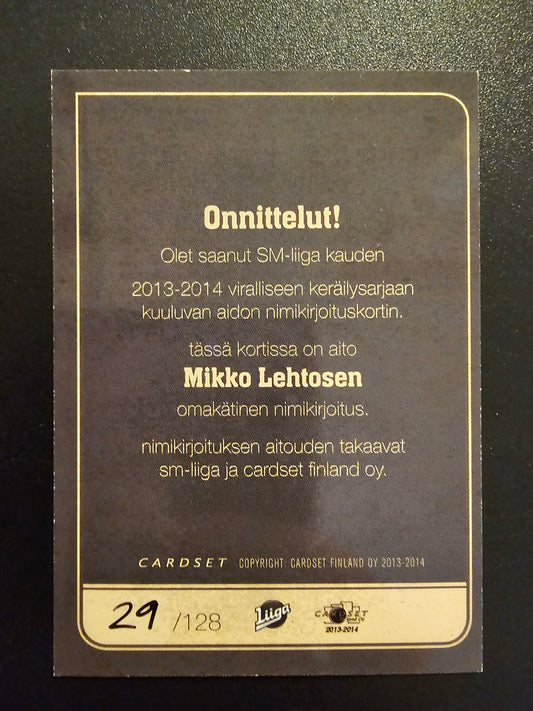 2013-14 Cardset Signature - Mikko Lehtonen /128